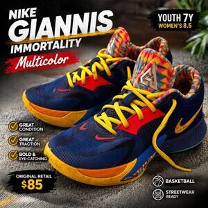 Nike Giannis Immortality Multicolor Basketball Shoes Size 7Y Womens 8.5